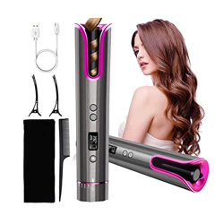 Hcyx Rizador inalámbrico, rizador automático Inteligente USB Recargable con Pantalla LCD, 4 temperaturas Ajustables, Apagado automático, 6 configuraci en oferta