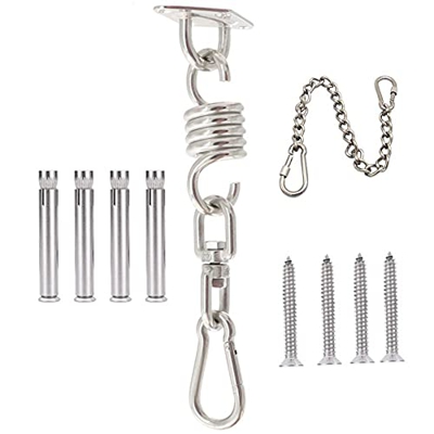 Hamaca Swing Chair Kit de suspensión 360 grados ganchos giratorios con cadena de silla colgante de 49 cm para yoga, saco de arena, bolsa de perforació