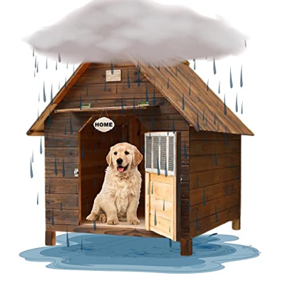 Casa de Perro Grande Exterior, Caseta para Perros Mediana Pequeños, Caseta para Perros Exterior con Puerta, Casa Perro Madera, Casitas para Gatos Exte