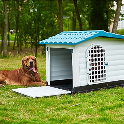 MNBVH Caseta Perros Exterior con Puerta, Casa para Perros Grande Medianos Pequeños, Caseta de Jardín para Perros, Impermeable Casa Perro Interior, Cas