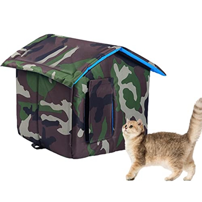 Casa impermeable para gatos, casa para perros y mascotas, casa para gatos al aire libre, casa apilable para gatos, con techo de lona resistente al agu