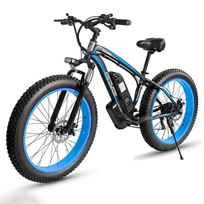 Bicicleta Eléctrica E-MTB 26", Bicicleta de Montaña con 4,0 Neumáticos Gordos Batería Litio 48V 13Ah (624Wh), 80N.m, Shimano 21vel, Freno de Disco, EU