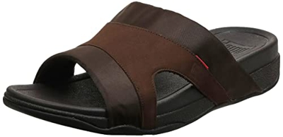 Fitflop Freeway III Slide-Textile, Sandalias con Punta Abierta Hombre, Chocolate, 45 EU