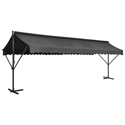 Gris Antracita Acero con Recubrimiento en Polvo, 100% poliéster con Recubrimiento de PU Toldo de pie Independiente Gris Antracita 600x300 cmCasa y jar