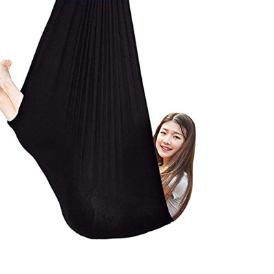Hamaca Oscilación Columpio De Terapia Silla De Asiento Colgante Estable hasta 440lbs Niños Elástica Paquete con Mosquetón (Color : Black, Size : 150x2