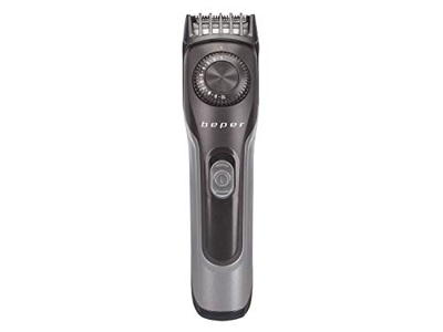 Beper 40.332 - Recortadora de Barba Recargable, También Adecuada para Cabello, Cuchillas de Acero Inoxidable, 20 Longitudes, Anillo Giratorio de 1 mm 