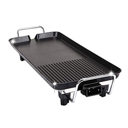 Parrilla eléctrica para Interiores sin Humo, Parrilla para Barbacoa de Mesa Antiadherente y sin Humo para Interiores, Potencia de Fuego Ajustable de 5 características