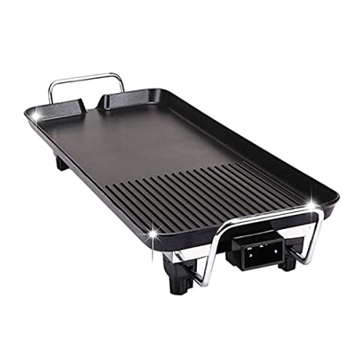 Parrilla eléctrica para Interiores sin Humo, Parrilla para Barbacoa de Mesa Antiadherente y sin Humo para Interiores, Potencia de Fuego Ajustable de 5