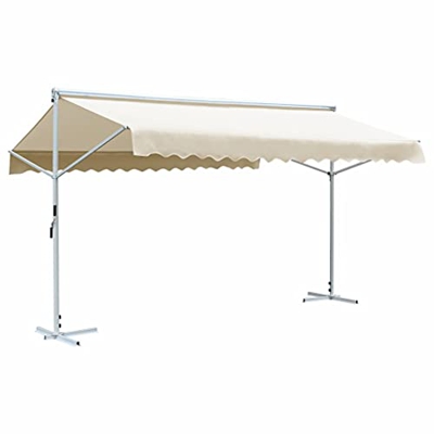 Crema Acero con Recubrimiento en Polvo, 100% poliéster con Recubrimiento de PU Toldo de pie Independiente Color Crema 500x300 cmCasa y jardín Jardín A