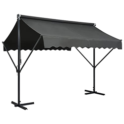 Gris Antracita Acero con Recubrimiento en Polvo, 100% poliéster con Recubrimiento de PU Toldo de pie Independiente Gris Antracita 300x300 cmCasa y jar precio
