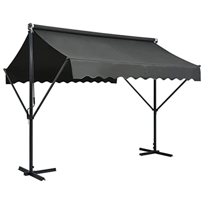 Gris Antracita Acero con Recubrimiento en Polvo, 100% poliéster con Recubrimiento de PU Toldo de pie Independiente Gris Antracita 300x300 cmCasa y jar
