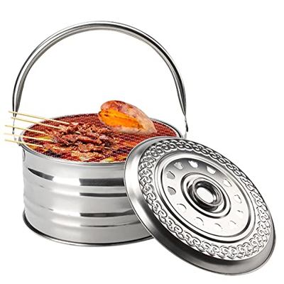 Parrillas Para Barbacoa de Carbón, Portátil Brasero Exterior Para Quema de Carbón Y Leña, Multifunción Estufa Camping Con Parrilla de La Barbacoa Para