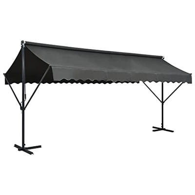 Gris Antracita Acero con Recubrimiento en Polvo, 100% poliéster con Recubrimiento de PU Toldo de pie Independiente Gris Antracita 500x300 cmCasa y jar