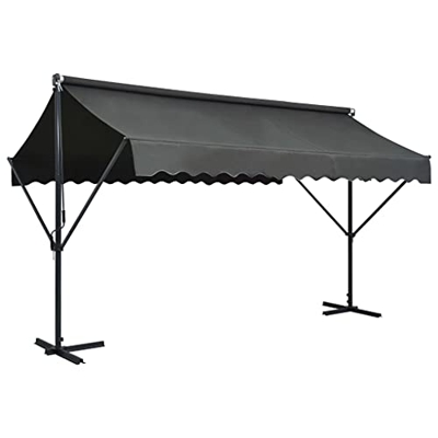 Gris Antracita Acero con Recubrimiento en Polvo, 100% poliéster con Recubrimiento de PU Toldo de pie Independiente Gris Antracita 400x300 cmCasa y jar