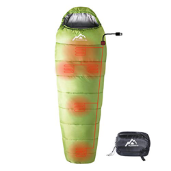 Mantuole Saco de dormir con calefacción, 5 unidades, multiUSB, funciona con baterías y otras fuentes de alimentación USB, nailon impermeable, bolsa co características