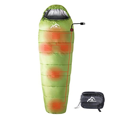 Mantuole Saco de dormir con calefacción, 5 unidades, multiUSB, funciona con baterías y otras fuentes de alimentación USB, nailon impermeable, bolsa co