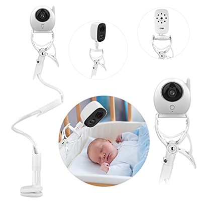 MYPIN Soporte Cámara de Bebé, Soporte Vigilabebés para Cuna Ajustable sin Perforación, Giratorio de 360 °,Compatible con la Mayoría de Vigilabebés/Tel