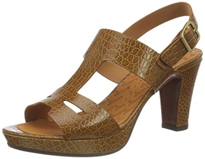 Chie Mihara EDA, Sandalia con taln Mujer, Ocre, 39 EU