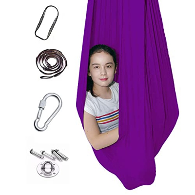 ZCXBHD Columpio Sensorial Columpio Interiores Elástica for Niños Columpio Terapia for Niños Yoga Integración Sensorial TDAH (Color : Dark Purple, Size