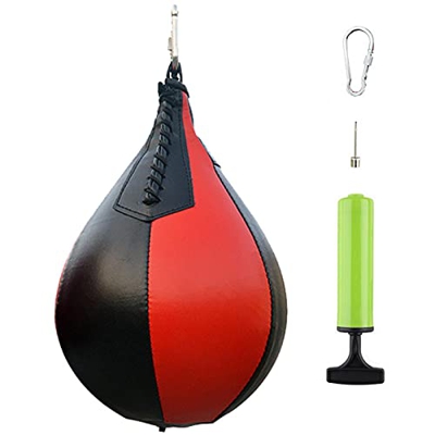 FralnFit Pelota de boxeo de piel sintética Speedball de entrenamiento a Pera con bomba de inflado, para entrenamiento MMA de boxeo o deportes de comba