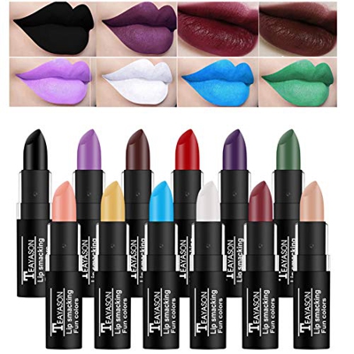 BEEXY - Juego de lápiz labial mate de vampiro vívido, resistente al agua, 12 colores, barra de labios de terciopelo de larga duración para fiestas, ma