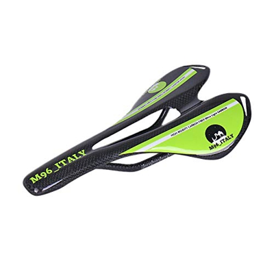 MH96_Italy Sillín de Bicicleta de Fibra de Carbono 3K para Bicicleta de Carreras y MTB antipróstata, Super Ligero, 100 g +/-, Verde