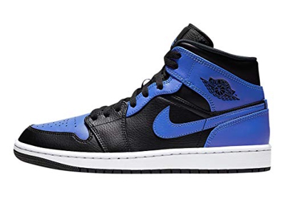 Nike Air Jordan 1 Mid, Zapatillas de bsquetbol Hombre, Black Hyper Royal White, 42.5 EU