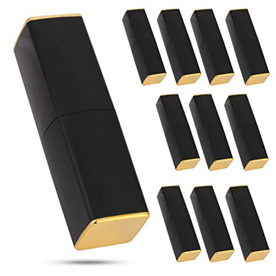 【Venta del día de la madre】Bricolaje Contenedores de barra de labios vacíos Molde de barra de labios hecho a mano Tubos de bálsamo labial Negro(Brilla