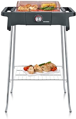 Barbacoa de pie Style estante de rejilla, parrilla eléctrica con arranque rápido, hasta 350 °C, mini barbacoa con óptima distribución del calor, negro