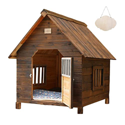 Caseta Perros Exterior Impermeable con Patas, Caseta para Grande Pequeña Mediana Perros, Madera Casa para Perro Interior, Casita para Perros con Puert precio