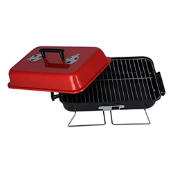FOLOSAFENAR Parrilla de Barbacoa, Parrilla de Carbón Desmontable Fácil de Usar para Llevar en el Hogar con Tapa Roja para Picnic para Acampar en oferta