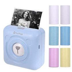 Bisofice mini impresora para movil,PeriPage Mini Pocket Wireless BT Impresora térmica Imagen Foto Etiqueta Nota Impresora de papel de recibo con 6 rol características
