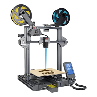 LOTMAXX Impresora 3D Grabado Láser E impresión Bicolor Impresora 3D, Máquina Impresora 3D Preensamblada con Extrusora Doble, Placa Base Silenciosa FDM