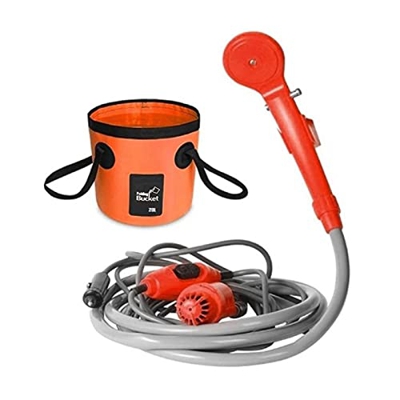 huahua Lavadora portátil de 12V Lavadora de Coches Camping Ducha de Alta presión Conjunto de Ducha de Coches Pulverizador de Bomba eléctrica con Cubo 