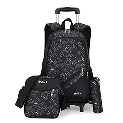 Mochilas Escolares con Ruedas Mochila Juvenil Sets de Carteras Escolares Trolley para Niño Adolescente Hombre Portátil Gran Capacidad 4 Piezas para Es