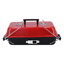 FOLOSAFENAR Parrilla de Barbacoa, Parrilla de Carbón Fácil de Usar de Mano con Tapa Roja para Exteriores para Acampar en oferta