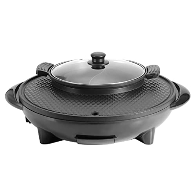 Sartén eléctrica para barbacoa, sartén eléctrica, antiadherente, sin humo, parrilla para barbacoa, olla caliente para cocinar, 19.7 * 16.7 * 5.1in