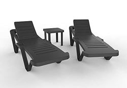 RESOL Master Set 2 Tumbonas y 1 Mesa Auxiliar Andorra | Conjunto Tumbona Exterior con Ruedas Apilable con Respaldo Ajustable | Muebles de Jardín Exter precio