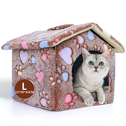 Nobleza Casa para Perro pequeños, Cama para Gato con colchón extraíble, Plegable Casa para Gatos, Perros Conejos, 53x50x43cm L, Marrón precio