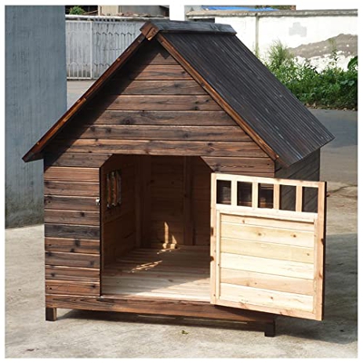 TYX Casa para Perros Pequeña con Puerta, Caseta para Perros Impermeable De Madera para Interiores Y Exteriores, Fácil De Montar, Refugio para Mascotas