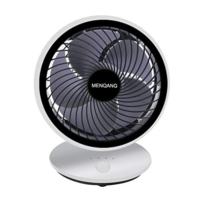 MENQANG Ventilador Silencioso, 3 Velocidades Ventilador de Mesa USB 180° Ventilador Oscilante para el Hogar, Oficina, Viajes (Perla blanca)