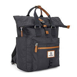 SEVENTEEN LONDON – Mochila 'Canary Wharf' Moderna y Elegante en Gris Oscuro en el Estilo Plegable y Enrollado computadora portátil de hasta 13" características