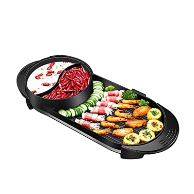 LXDZXY Potes, Barbacoas Eléctricas Portátiles Portátiles, Olla Caliente Y Barbacoa, Parrilla para Barbacoa, 2 In1Multi-Función, sin Humo, sin Humo, si