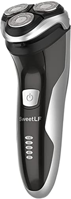 SweetLF Afeitadora Eléctrica Rotativa Uso en Húmedo y Seco para Hombre con Cortapatillas Desplegable Máquina de Afeitar Recargable Afeitadora con Cabl