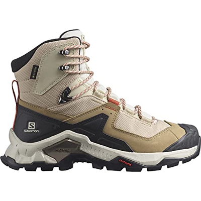 Salomon Quest Element Gore-Tex (impermeable) Mujer Zapatos de trekking, Beige (Safari/Vanilla Ice/Mec Orange), 44 EU