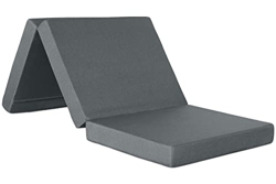 Ventadecolchones - Colchón Plegable con Cierre y Asa 80 cm x 190 cm x 10 cm con Espuma en Densidad 25kg/m3 (extrafirme) en Loneta Premium Gris en oferta