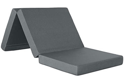 Ventadecolchones - Colchón Plegable con Cierre y Asa 80 cm x 190 cm x 10 cm con Espuma en Densidad 25kg/m3 (extrafirme) en Loneta Premium Gris