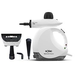 Solac Steam Jet Detergenic - Limpiador a vapor; 1200W; 3 bar; 30g/min; depósito gel hidroalcohólico o detergente; listo en 3 min; depósito agua 175ml; en oferta