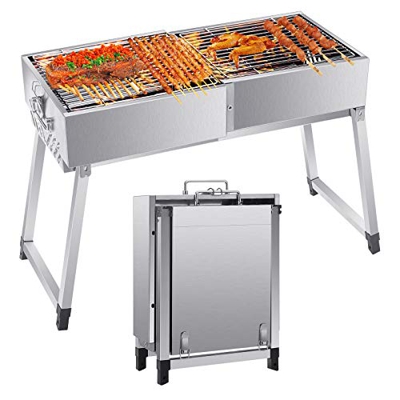 TTLIFE Parrilla de Barbacoa Barbacoa Portátil de Acero Inoxidable Parrilla de Carbón Barbacoa Plegable,Barbacoa de Exteriores para BBQ,Buena ventilaci