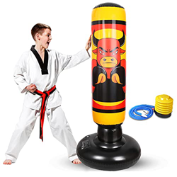 Nabance Saco de boxeo para niños, hinchable, 150 cm, saco de boxeo independiente, saco de boxeo, saco de arena, saco de boxeo, con bomba de aire, para características